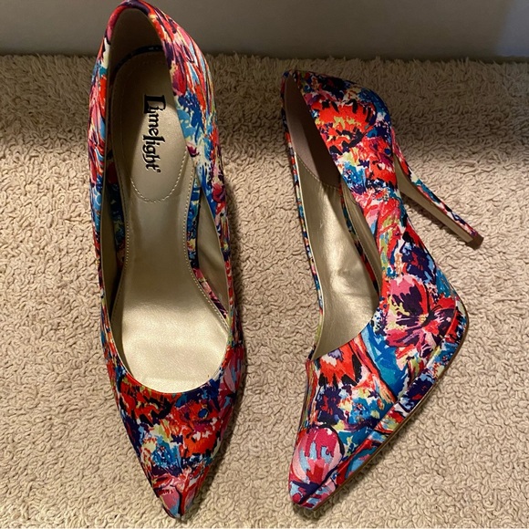 Limelight beautiful multi colored floral heels size 10 - Picture 5 of 7